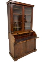 Victorian mahogany cylinder front bureau bookcase