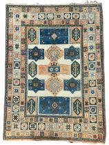 Antique Anatolian Turkish ivory ground carpet