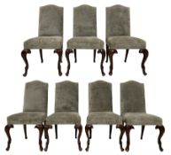 Set of seven Queen Anne design mahogany dining chairs