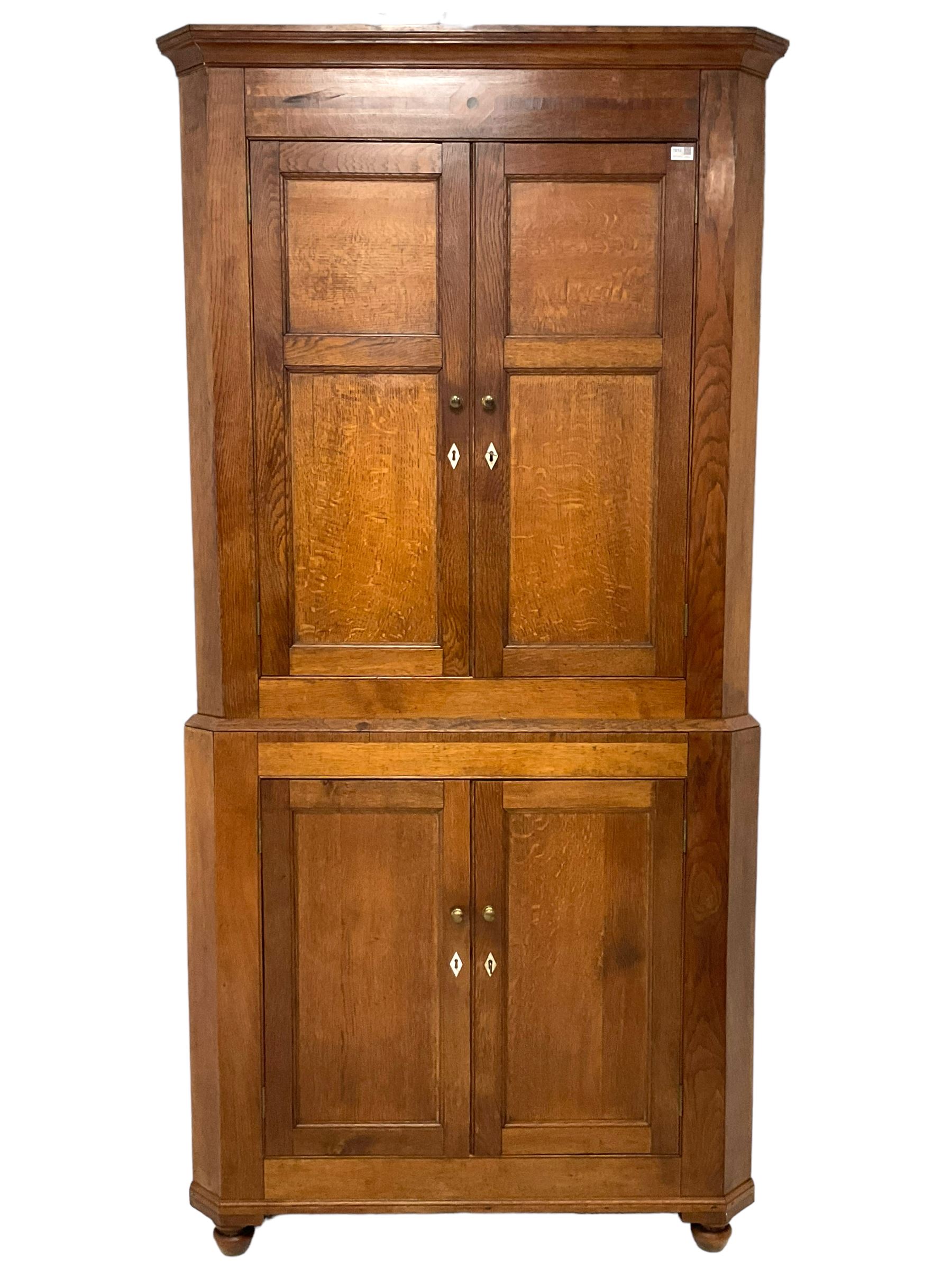 George III oak standing corner cupboard