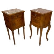 Early 20th century French walnut pot cupboard or bedside lamp table