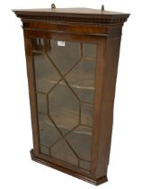 Georgian design mahogany wall hanging corner cabinet