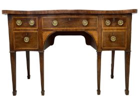 George III inlaid mahogany serpentine sideboard