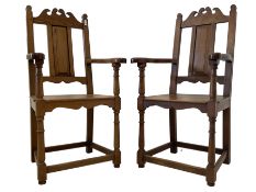 Pair 17th century design elbow chairs