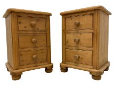 Pair of pine bedside pedestal chests