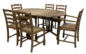Mid-20th century elm and beech drop-leaf dining table