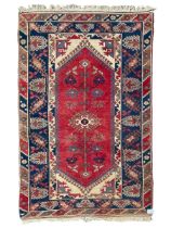 Turkish red and blue ground rug