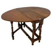 17th century design oak drop-leaf dining table