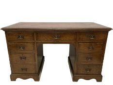 Late Victorian oak twin pedestal desk