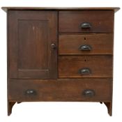 Small early 20th century stained beech and pine chest
