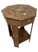 Early 20th century inlaid hardwood sewing table