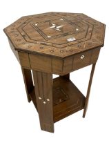 Early 20th century inlaid hardwood sewing table
