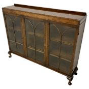 Mid-20th century mahogany glazed bookcase display cabinet