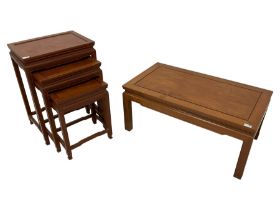 Chinese hardwood nest of three tables