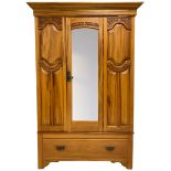 Late Victorian satin walnut wardrobe