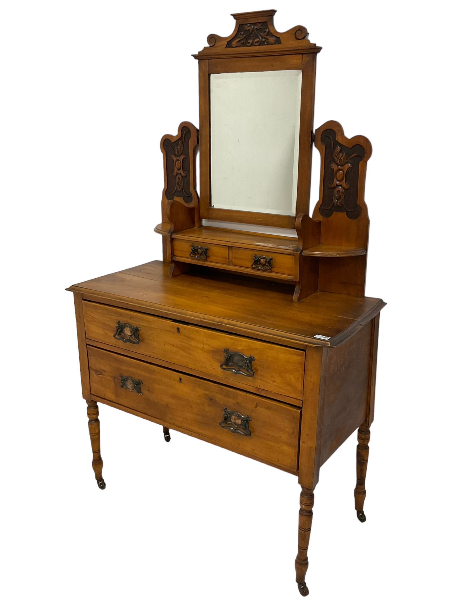 Late Victorian satin walnut dressing table