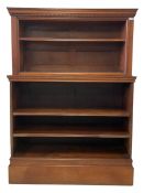 Late Victorian mahogany two-sectional open bookcase