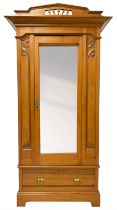 Art Nouveau period satinwood single wardrobe