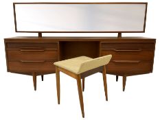 White & Newton - mid-20th century teak kneehole dressing table