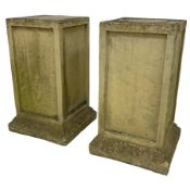 Pair of cast stone pedestal bases