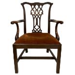 George III mahogany elbow chair