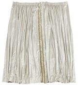 Pair of thermal lined curtains in champagne velour fabric with contrasting edge in crushed velour
