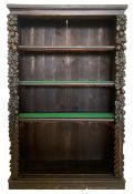 Victorian dark oak open bookcase