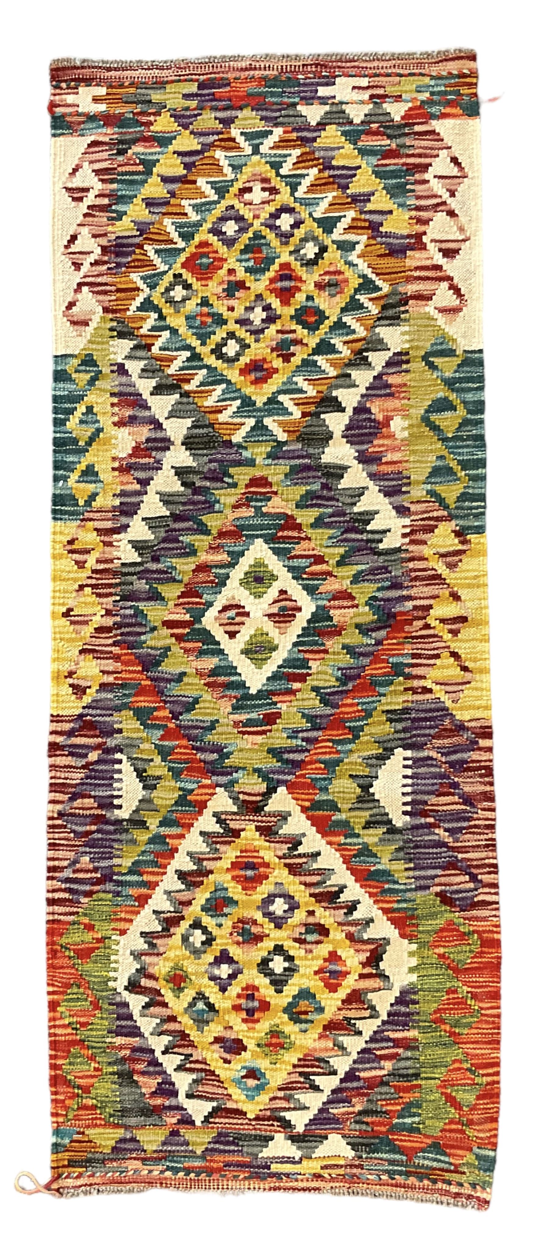 Chobi Kilim ivory ground runner rug