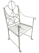 Heavy white finish wrought metal garden chair
