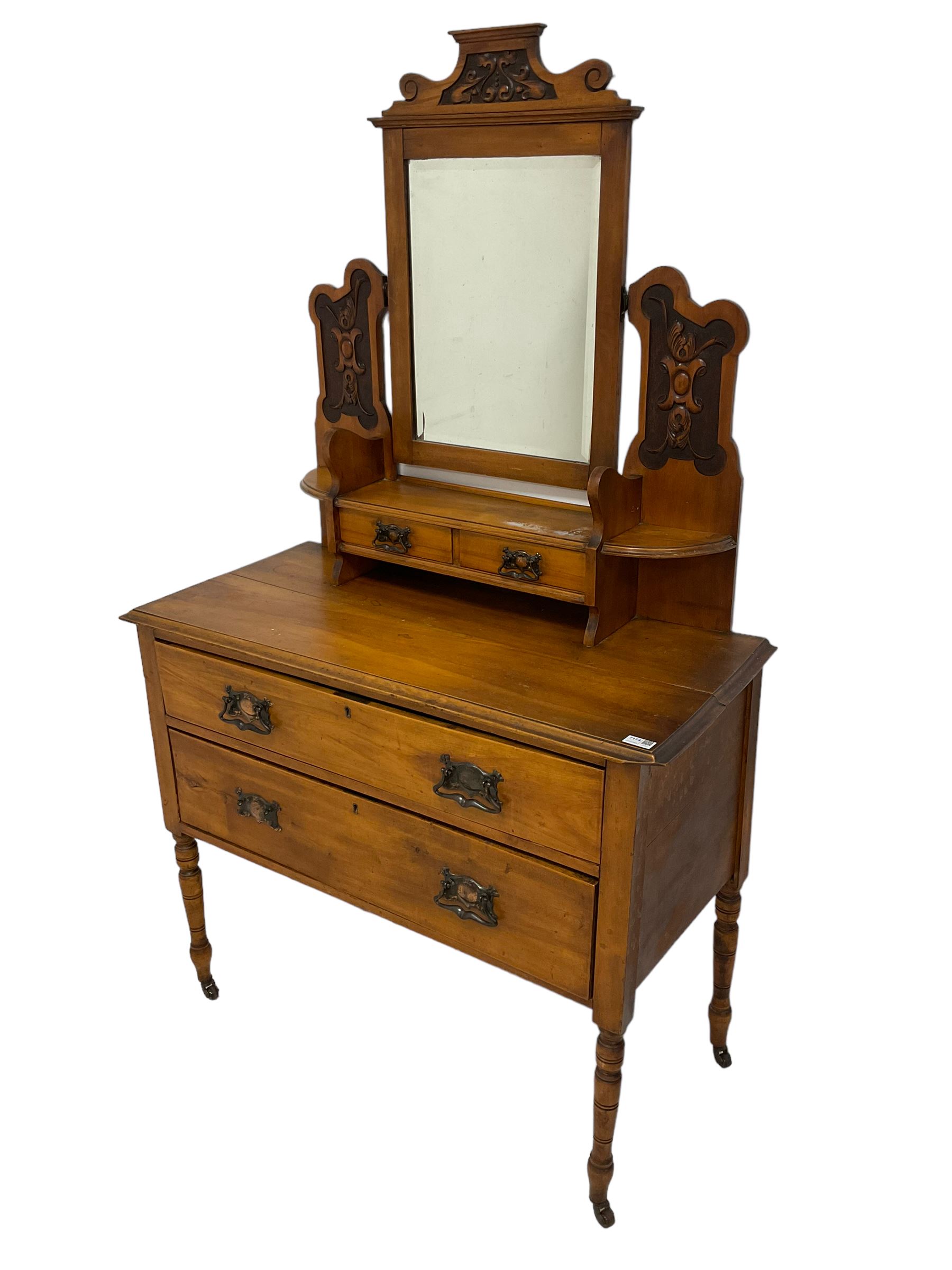 Late Victorian satin walnut dressing table - Image 2 of 7