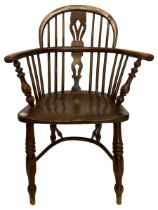 19th century elm and ash Windsor armchair