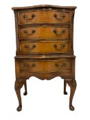Georgian design mahogany dwarf or bedside serpentine chest