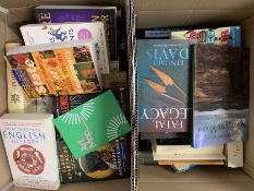 Two boxes of books including novels