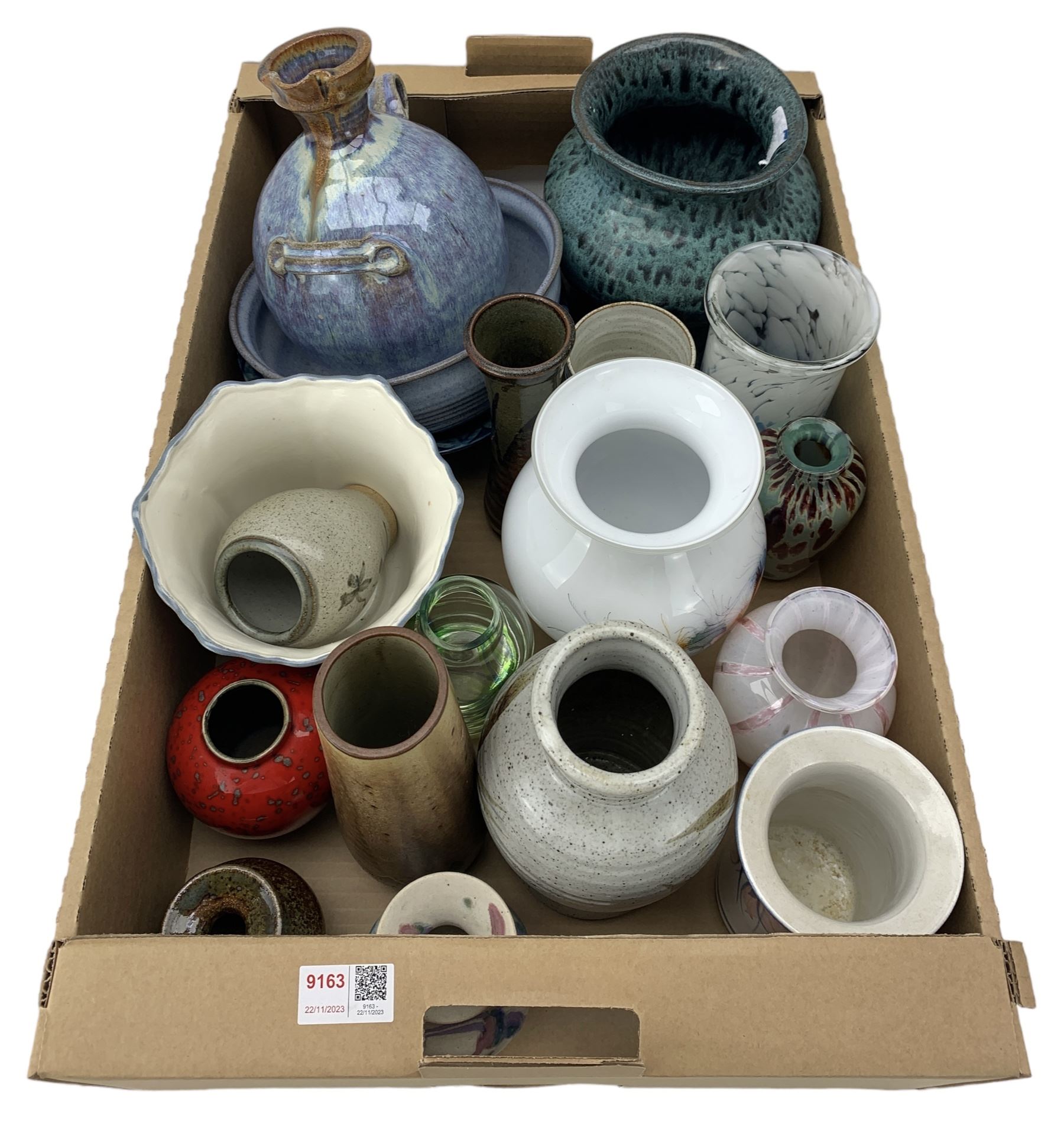 Studio pottery and studio glass ware in one box