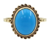 9ct gold single stone turquoise ring