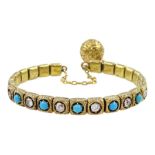 Victorian gold turquoise and diamond bangle
