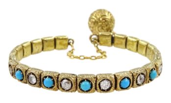 Victorian gold turquoise and diamond bangle