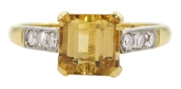 Gold single stone yellow topaz ring