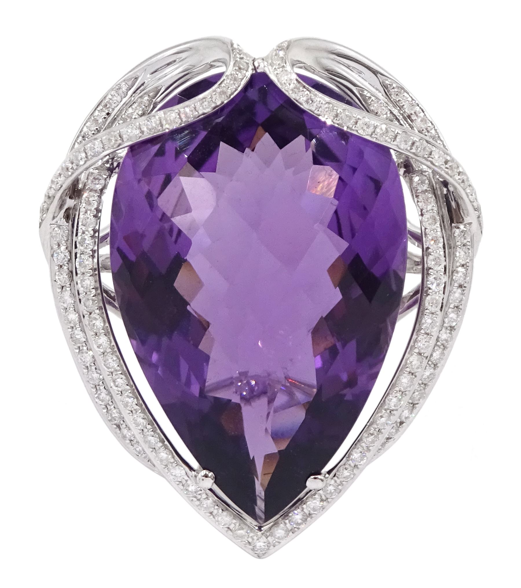 18ct white gold amethyst and diamond suite - Image 3 of 15