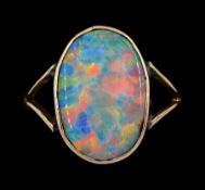 Early 20th century rose gold single stone opal ring
