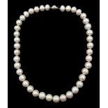 Single strand white / pink cultured pearl necklace