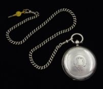 Victorian silver full hunter key wound lever pocket watch by J. Harris & Sons