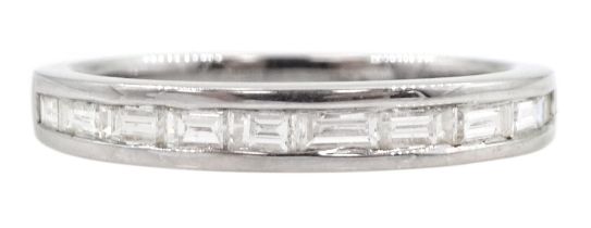 18ct white gold baguette cut diamond half eternity ring