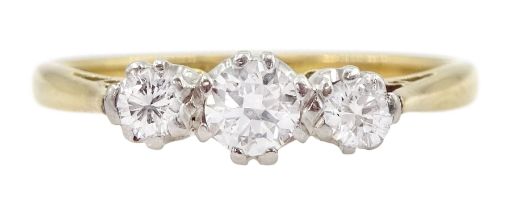 18ct gold three stone diamond ring