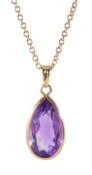 18ct rose gold pear shaped amethyst pendant