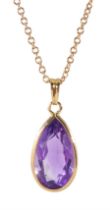 18ct rose gold pear shaped amethyst pendant