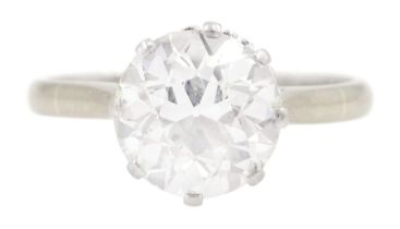 18ct white gold single stone old cut diamond ring