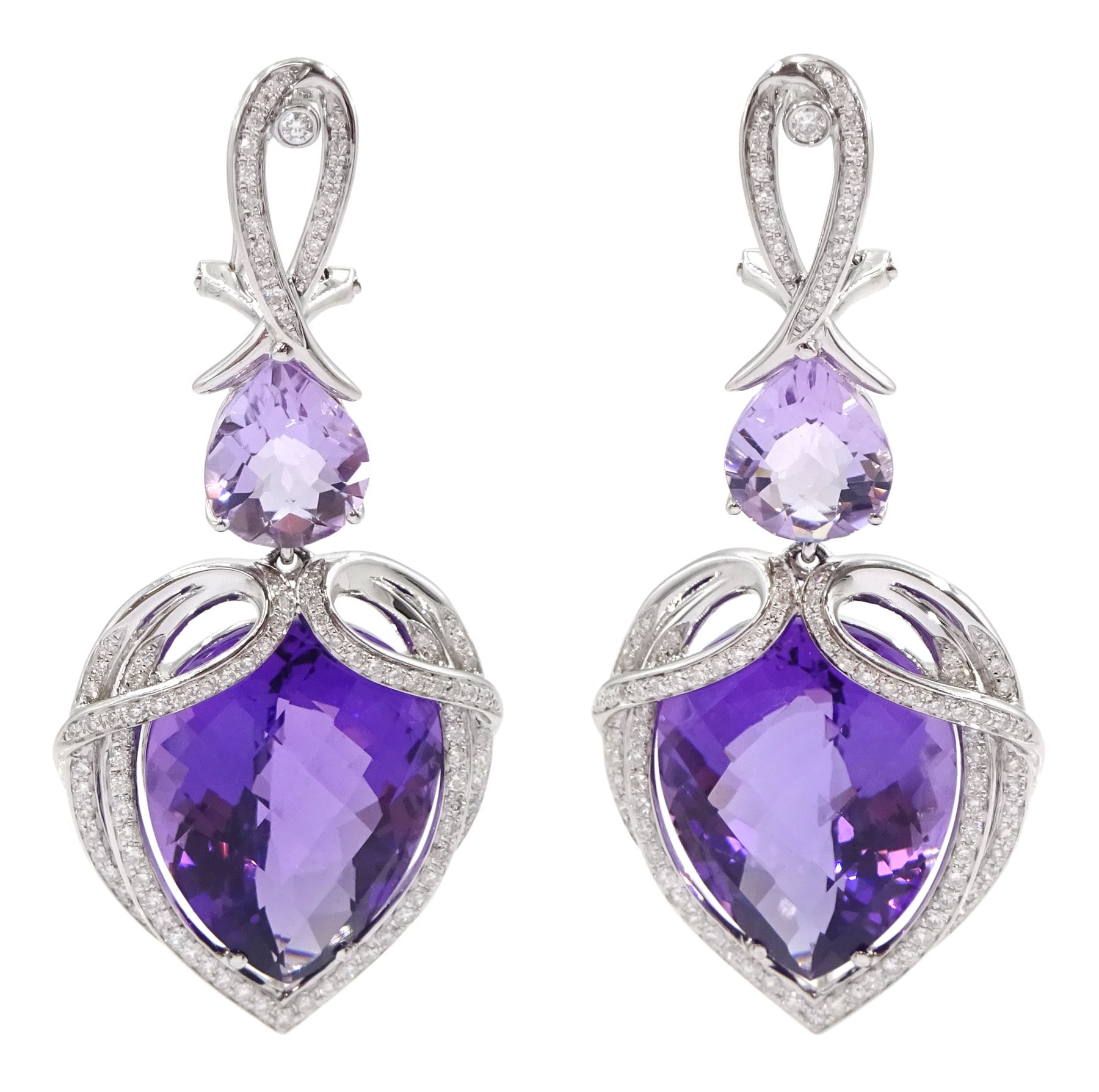 18ct white gold amethyst and diamond suite - Image 4 of 15
