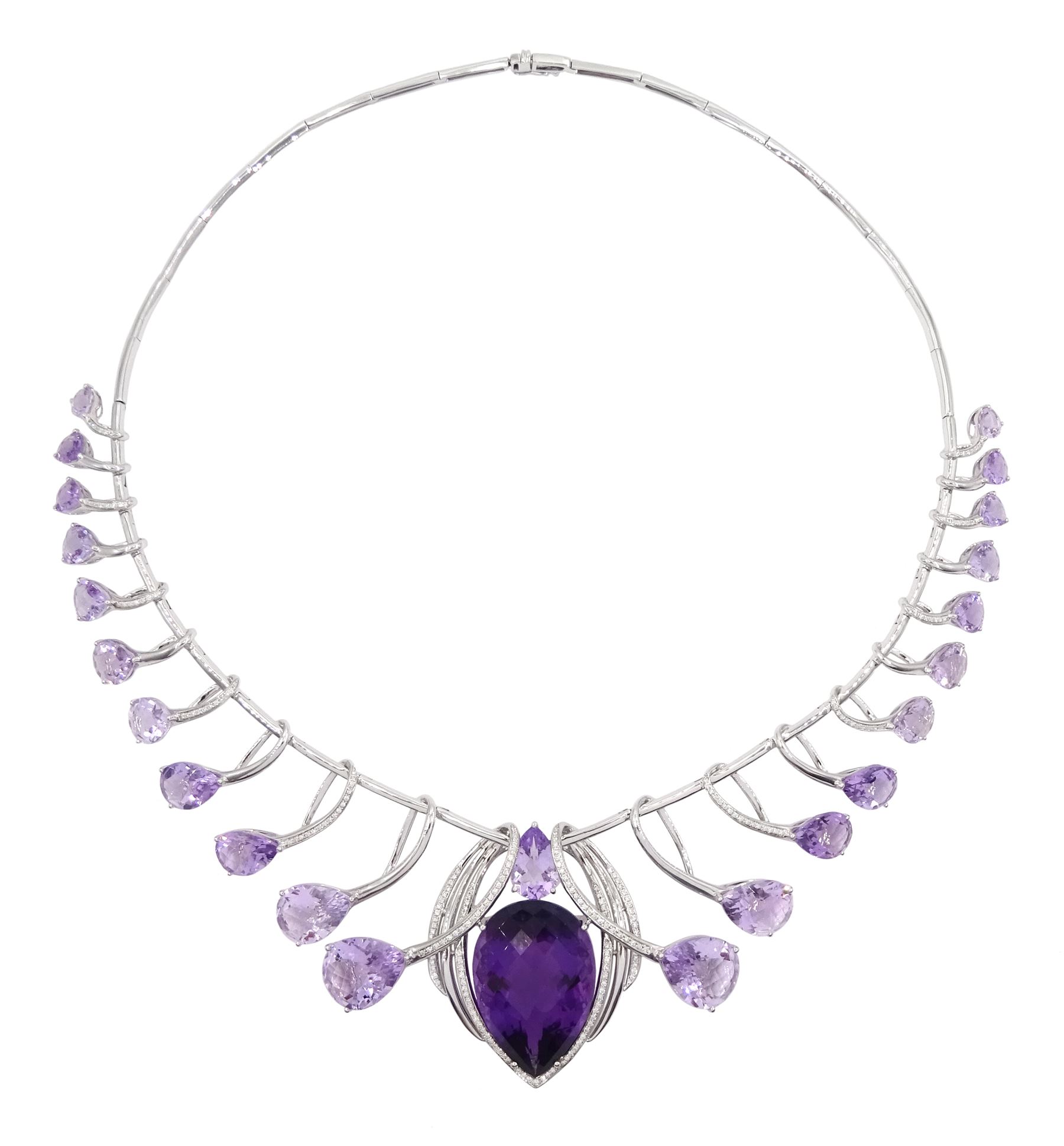 18ct white gold amethyst and diamond suite - Image 2 of 15