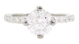 Platinum single stone round brilliant cut diamond ring